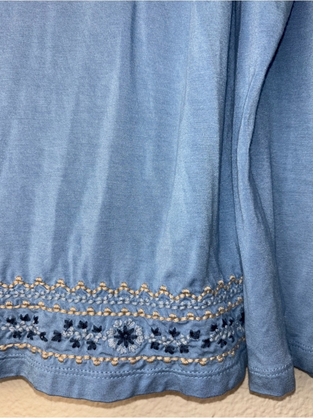 Soft surroundings embroidered long sleeve top with tassels -Blue Women's Medium - Picture 13 of 15